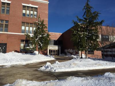 Pierson High School is one of many schools that will have a two-hour delayed start on Monday morning following the weekend's snowstorm.