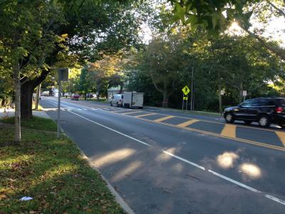 An elderly woman was struck by a westbound pickup truck on Montauk Highway near the post office in Bridgehampton Monday evening.