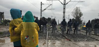 The Idomeni refugee camp in Greece from a scene in "Human Flow"