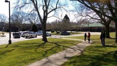 East Hampton Village police are conducting a search of the John M. Marshall Elementary School in East Hampton after the school received a bomb threat on Wednesday morning.