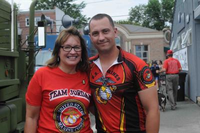 JoAnn Lyles, the mother of the late Marine Lance Cpl. Jordan C. Hearter and seen here with Benjamin Tupaj in 2014, pulled her support from this year's Soldier Ride the Hamptons.