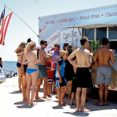 Food trucks are the norm at many town beaches, including this one at Indian Wells Beach.