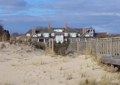 Ronald Baron's oceanfront house in East Hampton, where a man who tried to open a locked door was detained by a caretaker and later arrested.