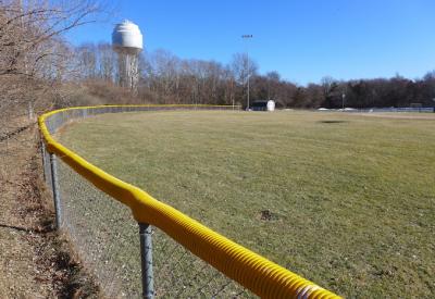 One of two Little League fields at a town-owned site in East Hampton, where a new emergency medical facility has been planned.