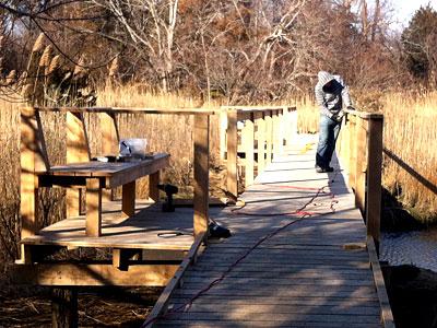 A new bridge at Pussy’s Pond, the culmination of a years-long effort, is near completion. The new bridge will be celebrated at Ashawagh Hall on Jan. 27.