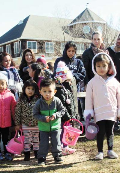 Kids got ready for the mad scramble at the East Hampton Democrats’ Easter egg hunt in Herrick Park on Saturday.