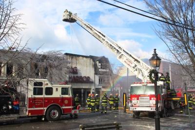 The Sag Harbor Cinema lobby was heavily damaged in a fire in December 2016. Money has now been found to rebuild it.