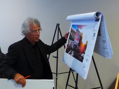 Allen Kopelson, an architect with NK Architects, at a Sag Harbor Planning Board meeting earlier this spring.