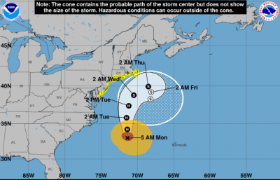 The storm's large size will bring tropical storm force winds, coastal flooding, and heavy rainfall on the eastern end of Long Island.