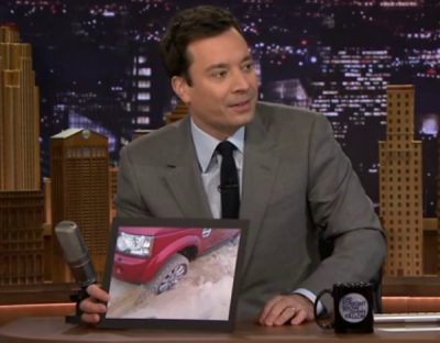 A screenshot from Jimmy Fallon's "Tonight Show" clip online.