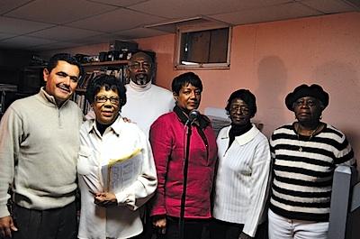 The Hampton Gospel Sextet rehearsed together for the first time on Saturday for a show this Sunday. Members include, from left, Raphael Blandon, Barbara Person, John Lewis, Lorraine Allston, Diane Westbrook, and Ethel Riddick.