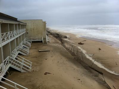 An oceanfront motel in Montauk was seen at low tide following the departure of Irene.