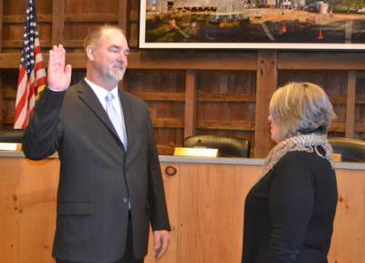 East Hampton Town Supervisor Peter Van Scoyoc was sworn in at Town Hall on Tuesday.