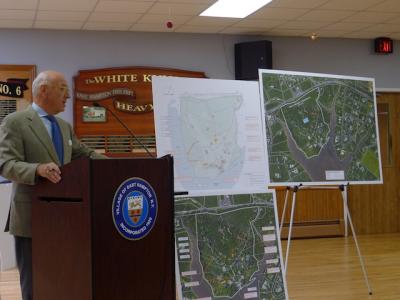 Leonard Ackerman, representing Ronald Perelman, asked the East Hampton Village Zoning Board of Appeals to look favorably on his client's application to legalize several structures at the Creeks.