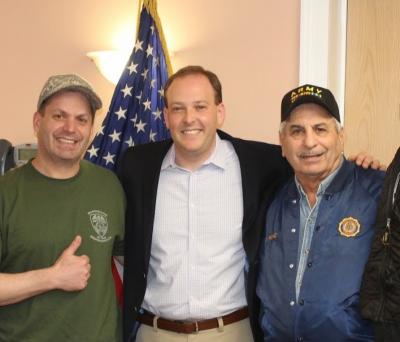 Representative Lee Zeldin, with Donato Panico, left, a Smithtown deli owner who was Mr. Zeldin's guest at the State of the Union speech in Washington on Tuesday. Mr. Zeldin was aboard a chartered train that crashed in Virginia yesterday but was not hurt.