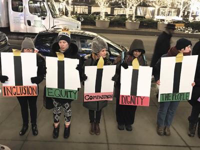 Some of Representative Lee Zeldin’s constituents protested the inclusion of Steve Bannon, the chairman of Breitbart News, at a Dec. 14 fund-raiser for the congressman held in Manhattan.