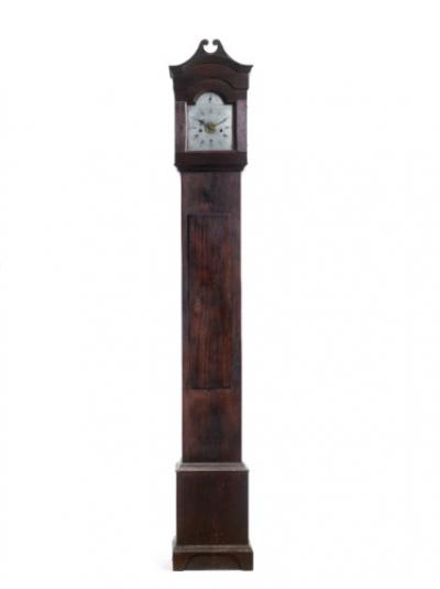 A 85-1/2-inch-tall clock, made in East Hampton in 1798, sold at autction Saturday in New York City for $110,500.