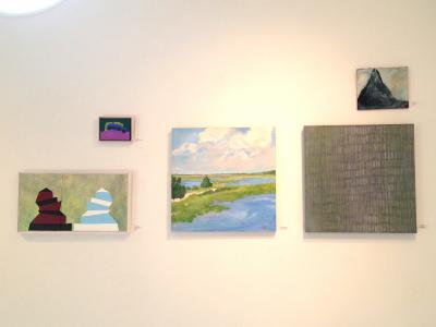 An installation of works in the Ille Arts Holiday Show in Amagansett.