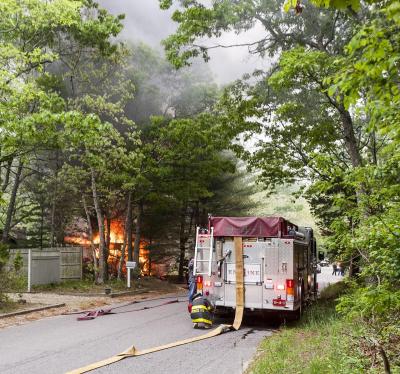 A camper went up in flames in Springs on Wednesday morning.