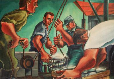 Kenneth Bonar Walsh’s style is evocative of 1930s Social Realism but was painted in Montauk in the 1960s and ’70s.