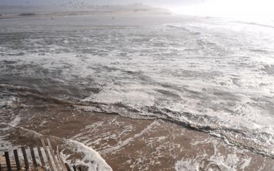 Georgica Pond in East Hampton, which has remained open to the ocean for much of February, will increasingly be inundated as sea level rises.