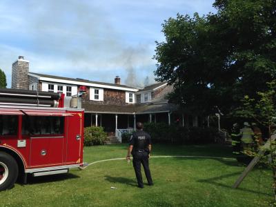 Six fire departments responded to a fire, which destroyed part of a house on Thursday afternoon