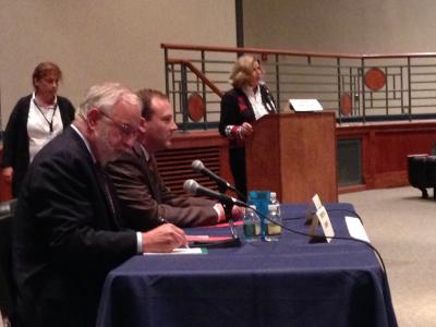 Representative Tim Bishop, left, and Lee Zeldin before a debate in Westhampton Beach on Thursday