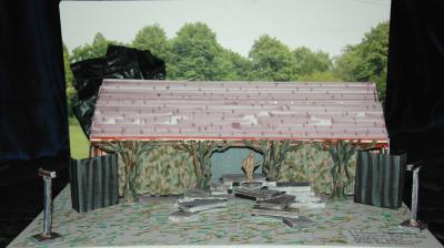 Peter-Tolin Baker's set design for "The Tempest" uses the rear barn at Mulford Farm as its focus.