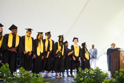 The graduating members of the class of 2017 at Bridgehampton High School received their diplomas in a ceremony on Sunday.