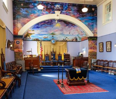 A recently completed mural by John Capello at the Sag Harbor Masonic Lodge