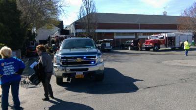 Fire trucks took over the parking lot next to Stop and Shop in East Hampton when a fire broke out in a mechanical room.