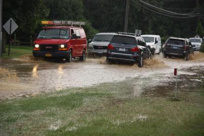 After the storm, many roads on the South Fork were flooded, some even impassable.