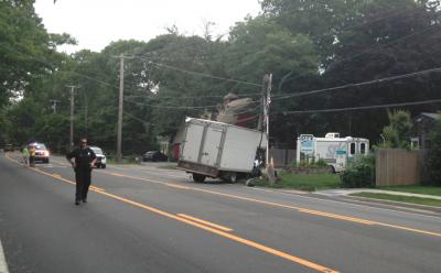 The driver of a truck that crashed into a utility pole on Tuesday afternoon was not hurt.