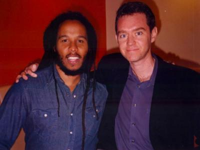 The writer with Ziggy Marley after he performed in the office at Billboard in 2003.