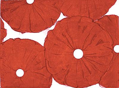 Donald Sultan’s “Rouge Poppies April 25 2012,” in conté on paper, is part of a solo show of primarily works on paper at the Drawing Room in East Hampton.