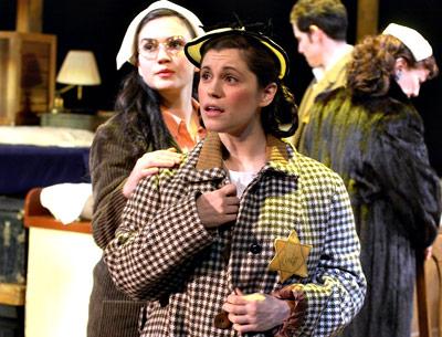 Jessica Mortellaro plays Anne Frank, and Georgia Warner, in the background, plays her older sister, Margot, in the Literature Live! presentation of “The Diary of Anne Frank” at the Bay Street Theatre.