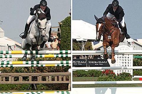 No matter the horse, McLain Ward was a winner of the Classic’s major money classes, including, on Pjotter van de Zonnehoeve, at right, the $30,000 Nicolock Open Jumper Challenge on Saturday, and, at the left, on Antares F, the $250,000 FTI Grand Prix on Sunday.