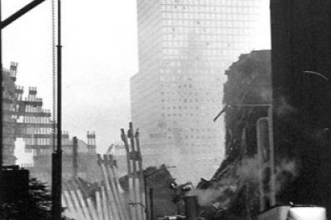 John Jonas Gruen’s “View of Ground Zero,” from September 2001, is one of several photographs he took around the city in the aftermath of the fall of the World Trade Center towers.