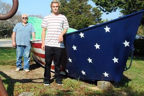 Chris Westergard and his grandfather John DiSunno teamed up to restore the East Hampton Town Marine Museum’s iconic Flag Dory.