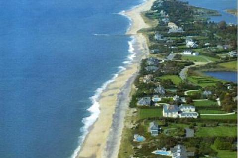 Looking west with Georgica Pond in the distance shortly after Tropical Storm Irene passed through, the camera captured the shoreline oscillations that identify the sand-wave phenomenon.