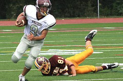 Pete Vaziri’s 95-yard kickoff runback in the second quarter gave East Hampton’s fans something to cheer about.