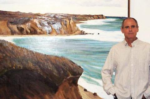 John Pomianowski’s paintings of where land meets sea in Montauk can be seen at the hamlet’s Outeast Gallery.