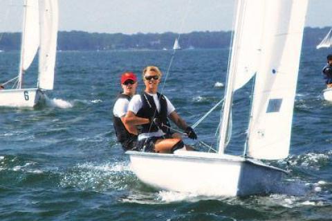 Breakwater Yacht Club members, including Matt Newman and Michael Clarjen, above, made up about half of the fleet.