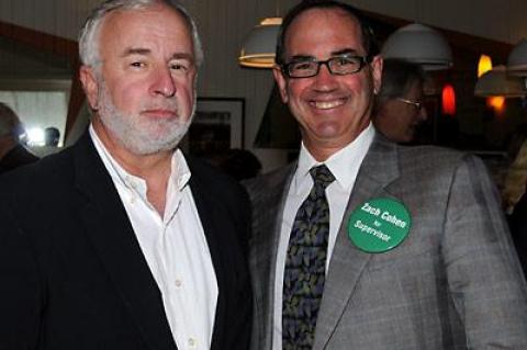 Babette’s restaurant hosted a meeting for supporters of Democratic candidates for East Hampton Town supervisor and town board on Sunday. Representative Tim Bishop, left, and Zach Cohen, who is running for supervisor, attended.