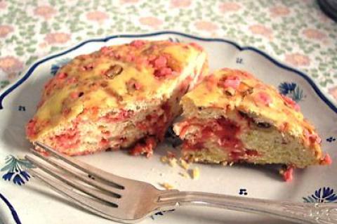 One specialty shop sold nothing but amusing cakes made of brioche dough into which crushed hot pink pralined almonds have been folded and baked.