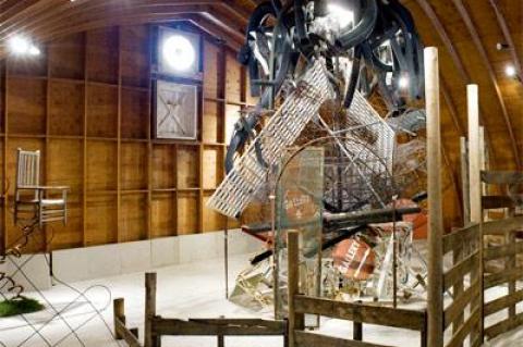 “Architecture of a Bomb,” an installation dating from August, has attracted enough sustained interest to continue at the Silas Marder Gallery in Bridgehampton through December.