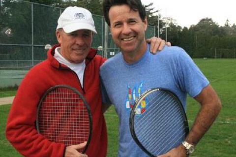 Frank Ackley and Vinnie Horcasitas hit together frequently at the East Hampton Indoor-Outdoor Club, where, before he began to sell real estate, Horcasitas was a pro.