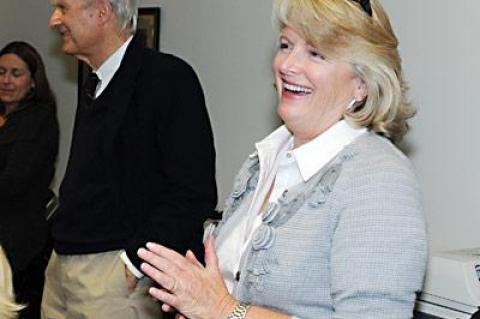 Sylvia Overby celebrated her success in gaining a seat on the East Hampton Town board.