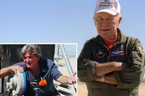 Chuck Yeager is the subject a new documentary by John Chimples (inset).