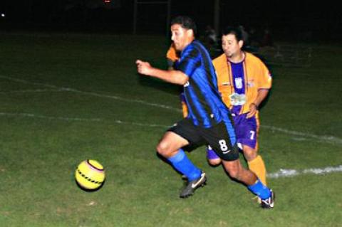 Gehider Garcia (8) was the league’s Golden Boot leader until his Maidstone Market teammate Luis Correa passed him in the game with Bateman Painting on Nov. 23.